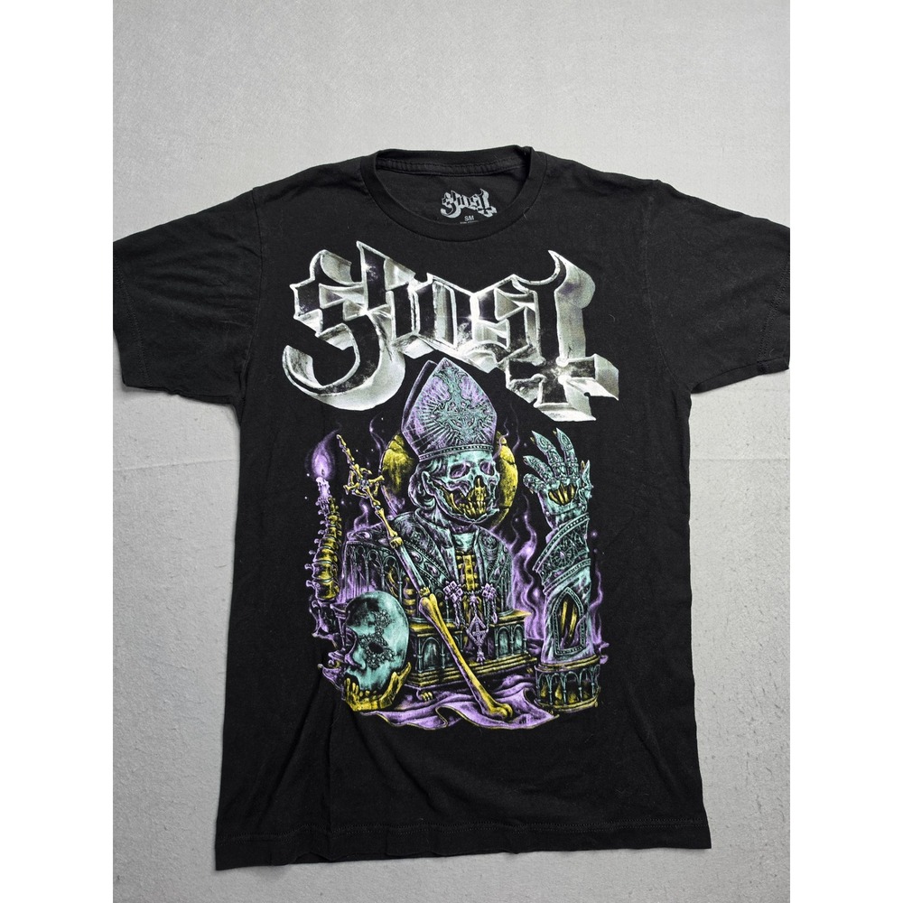 Ghost T-Shirt Men's Small Black Papa V Perpetua Graphic 100% Cotton Pullover